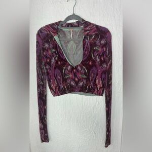 Free People Purple Patterned Crop Top